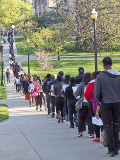 Antiracist demonstrators march across the Ohio State University campus (Sam Cooler)