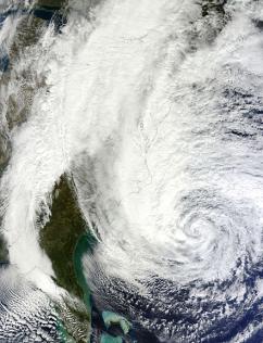 A satellite image of Hurricane Sandy (NASA)