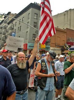 An anti-Muslim demonstration against the construction of an Islamic community center in Lower Manhattan (David Shankbone)