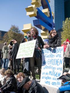 Occupy Frankfurt protesters in Germany gather in a protest against austerity (Mustafa Dogan)