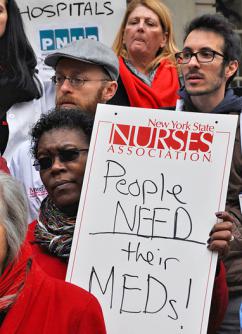 Health care providers, volunteers and activists demand more relief efforts outside New York's City Hall (Michael Fleshman)