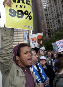 Tens of thousands gathered for a demonstration against Wall Street greed (Morgan Shortell)