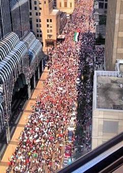 As many as 10,000 people took to the Chicago streets to show solidarity with Palestine