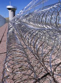 A fortified fence outside a supermax prison in Colorado