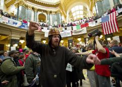 The protests in Wisconsin's capital building have galvanized the labor movement (Brian Kersey | UPI)