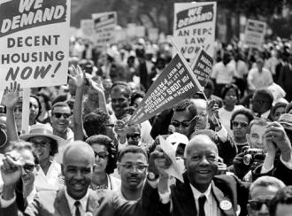 The front ranks of the 1963 March on Washington for Jobs and Freedom (National Archives)