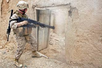 U.S. soldier on a patrol in Afghanistan's Helmand province (Cpl. Pete Thibodeau)