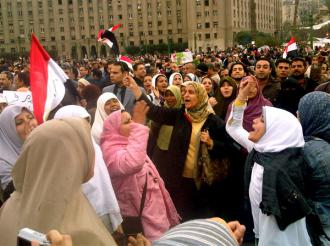 Egyptians fill Tahrir Square for a protest in early February (Al-Jazeera English)