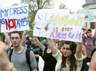 SlutWalk marchers protest victim-blaming and sexual assault (Nina Mashurova)