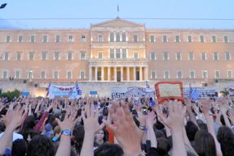 Protesters fill Syntagma Square in Athens during a general strike in May (Ioannis Poulopoulos)