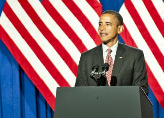 President Obama speaking earlier this summer in New York CIty (Tyler Driscoll)