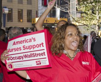 Nurses bring their solidarity to Occupy Wall Street (Bob Jagendorf)