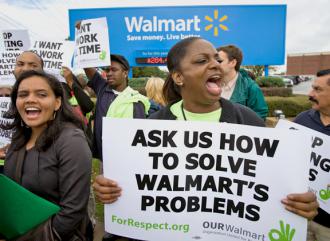 Wal-Mart workers protest outside corporate headquarters in Bentonville, Ark. (Marc F. Henning)