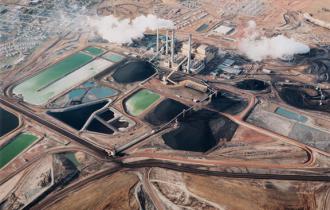 The Colstrip coal plant, just north of the Northern Cheyenne Indian Reservation, photographed in the mid-1980s (David T. Hanson)