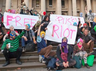 Activists in Melbourne, Australia, gather to show their support for members of Pussy Riot  (Mark Burban)