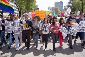 YoSoy#132 protesters march through Mexico City against the fraudulent election of Enrique Peña Nieto (Ismael Villafranco)