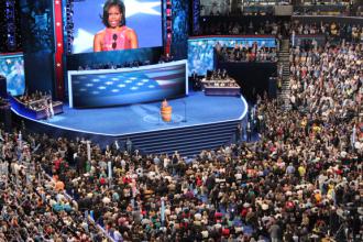 Michelle Obama addressing the Democratic National Convention in Charlotte (Steve Bott)