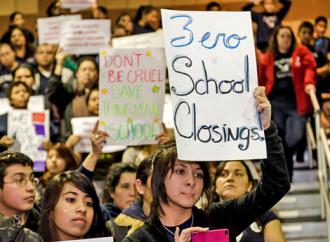 Students join with parents, teachers and community activists to stand against threatened school closures (Sarah-ji)