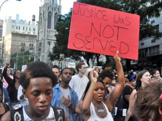 Marchers filled the streets around Union Square in New York City after Zimmerman was acquitted (Michael Fleshman)