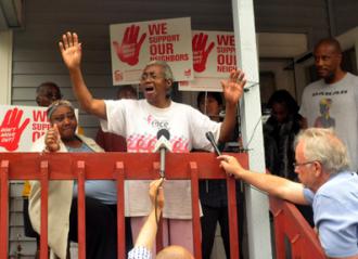 Annette Steele and her supporters vow to keep her in her home (Pete Shaw)