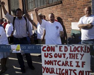 Workers locked out by Con Ed picket the company