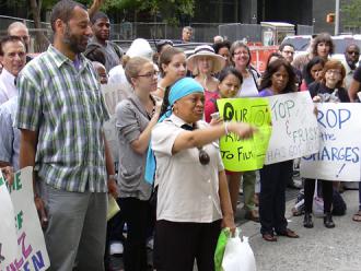Supporters of anti-police brutality activist Jazz Hayden for his court date in New York City (Yoni Golijov | SW)