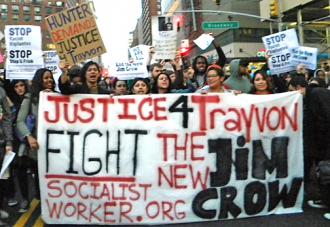 Marchers took to the streets in New York City to demand justice for Trayvon Martin (Nisha Bolsey | SW)