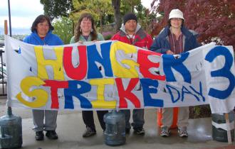 Francisca Carranza, Sarah Norr, Nelzon Lopez and Wei-Ling Huber are on hunger to draw attention to their struggle (Brooke Anderson)