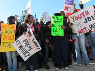 High school students take to the street in Baltimore during the March 4 Day of Action (Ben Dalbey | SW)
