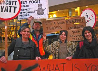 UNITE HERE members and supporters call for Yoga Journal to honor the Hyatt boycott (Carl Finamore)