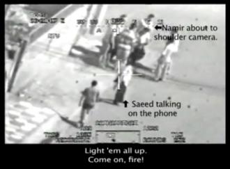 The leaked video shows a U.S. military helicopter's sights set on two Reuters employees among a group of Iraqis in Baghdad (wikileaks.org)