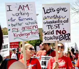 Striking Chicago teachers protest the dominance of testing over their profession (Chicago Teacher Solidarity Campaign)
