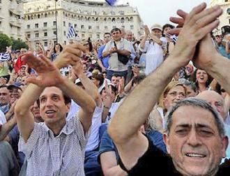 Protesters in Greece occupy Syntagma Square outside the parliament building
