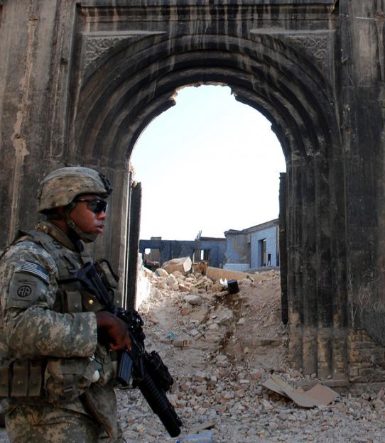 A U.S. soldier on patrol in Baghdad