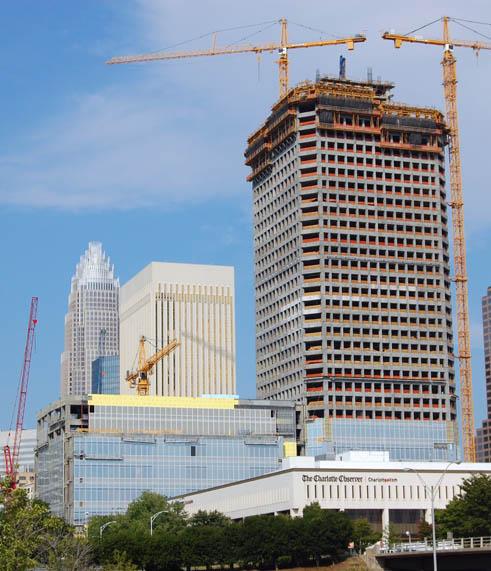 New office towers under construction in Charlotte, N.C.