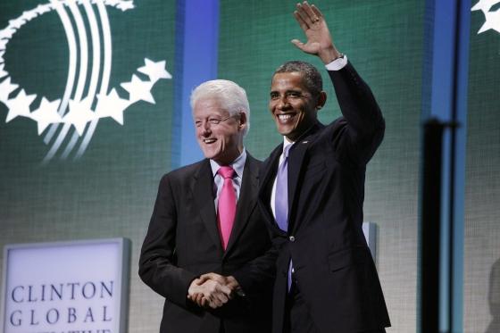 President Barack Obama with former President Bill Clinton