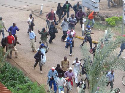 People fleeing the attack on Westgate Mall in Nairobi, Kenya
