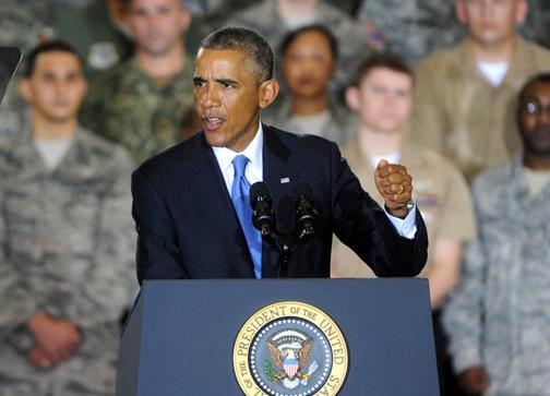 President Barack Obama speaks to U.S. soldiers