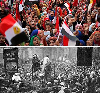 Images from the Egyptian Revolution (above) and Russian Revolution