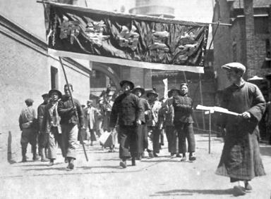 Marching in the Chinese city of Shanghai in 1927