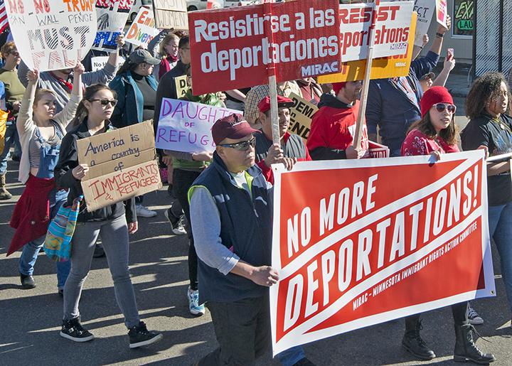 Protesters take to the streets to protest deportations in Minneapolis