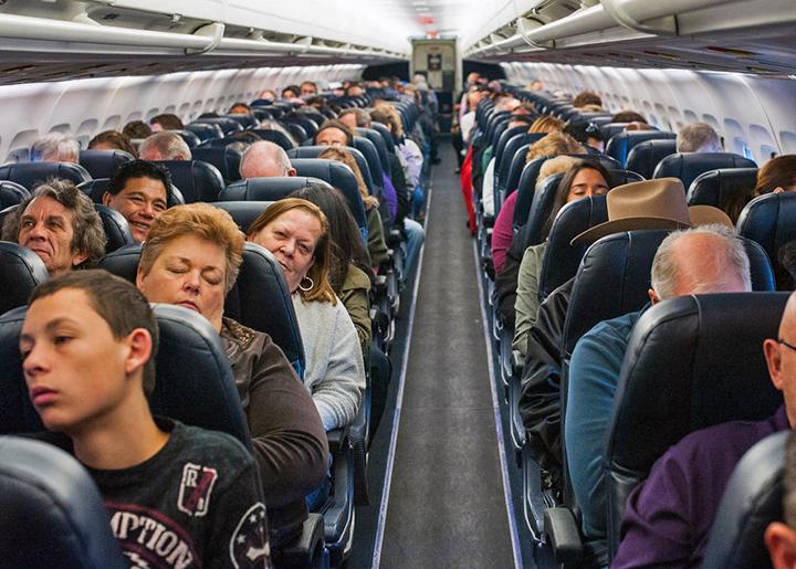 Airlines are cramming more and more passengers onto each flight
