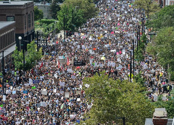 Thousands flood the streets of Boston to protest the Nazis