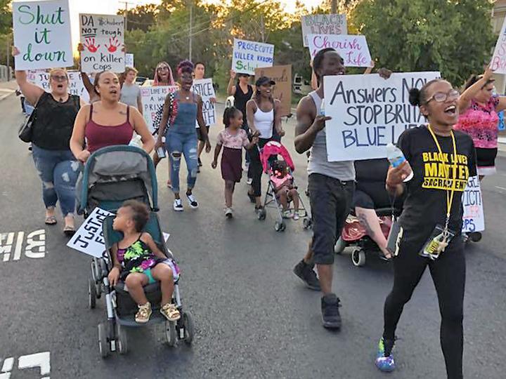 Protesters march against police brutality in Sacramento, California
