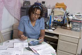 Home health care worker Virginia Burton pays her bills