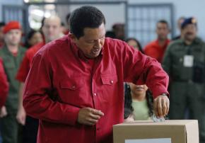 Venezuelan President Hugo Chávez casts a ballot in a December 2007 vote