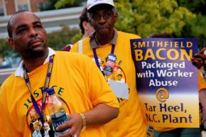 Supporters of the UFCW's Smithfield Foods campaign demonstrate in Atlanta