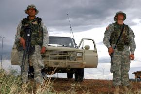 Army National Guard soldiers on the U.S.-Mexico border at Nogales, Ariz.