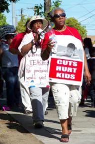 UTLA members rally against budget cuts in April