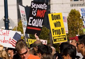 A demonstration against Prop 8 in the days following its passage in November